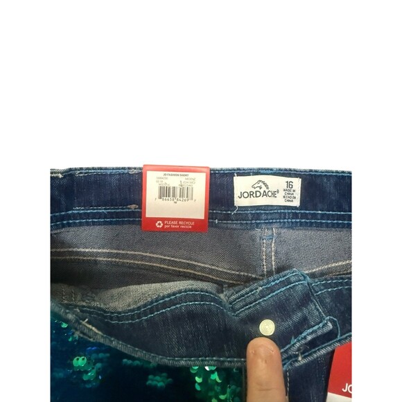 NWT Jordache Girls Mermaid FLIP Sequin Denim Shorts Blingy Dopamine Sass Size 16 - Picture 6 of 7